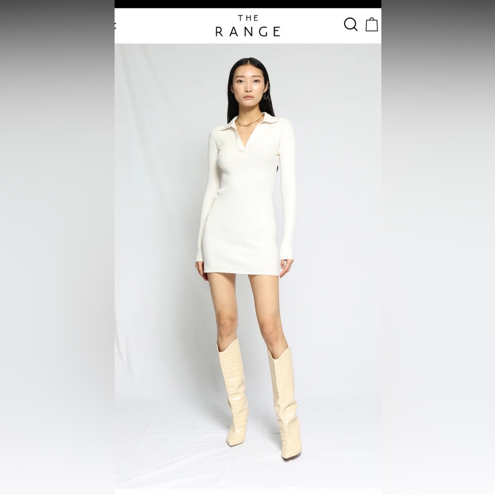 NWT The Range Jumbo Stark Long Sleeve Polo Rib Minidress